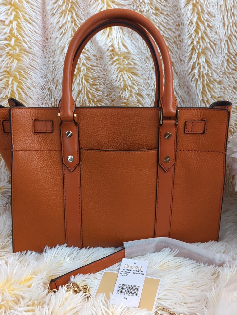 ❣️👜Michael Kors Nouveau Hamilton Leather Satchel in Burnt Orange👜❣️ - Picture 5 of 10